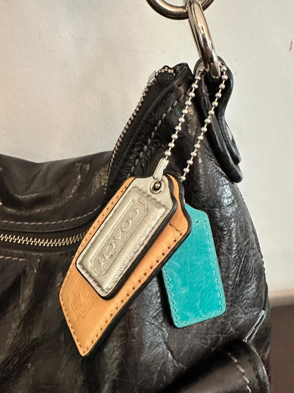 Y2K Coach Distressed Leather Double Pockets Limited Edition Shoulder Bag 19768